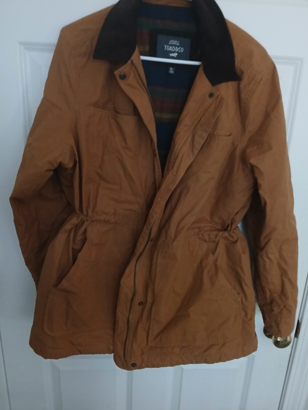 Toad&Co Tan Brown Field Jacket with Dark Brown Collar Size XL In Great Condition